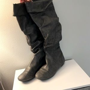 Gray Knee High Slouchy Boots